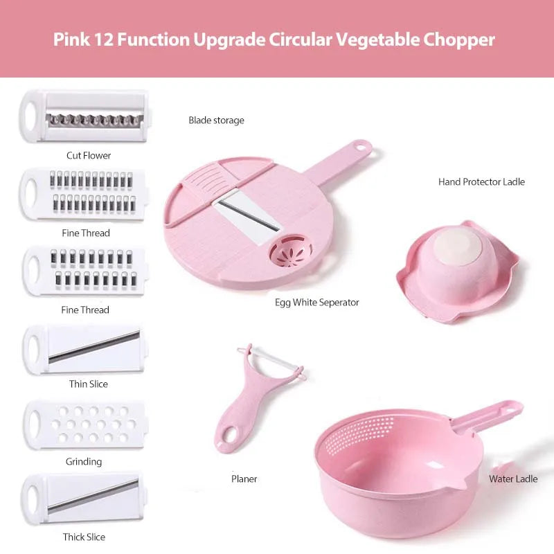 New Kitchen Multi-functional Nine-in-one Vegetable Cutter 12-piece Grater Potato Radish Shredder Vegetable Cutter Salad Utensils