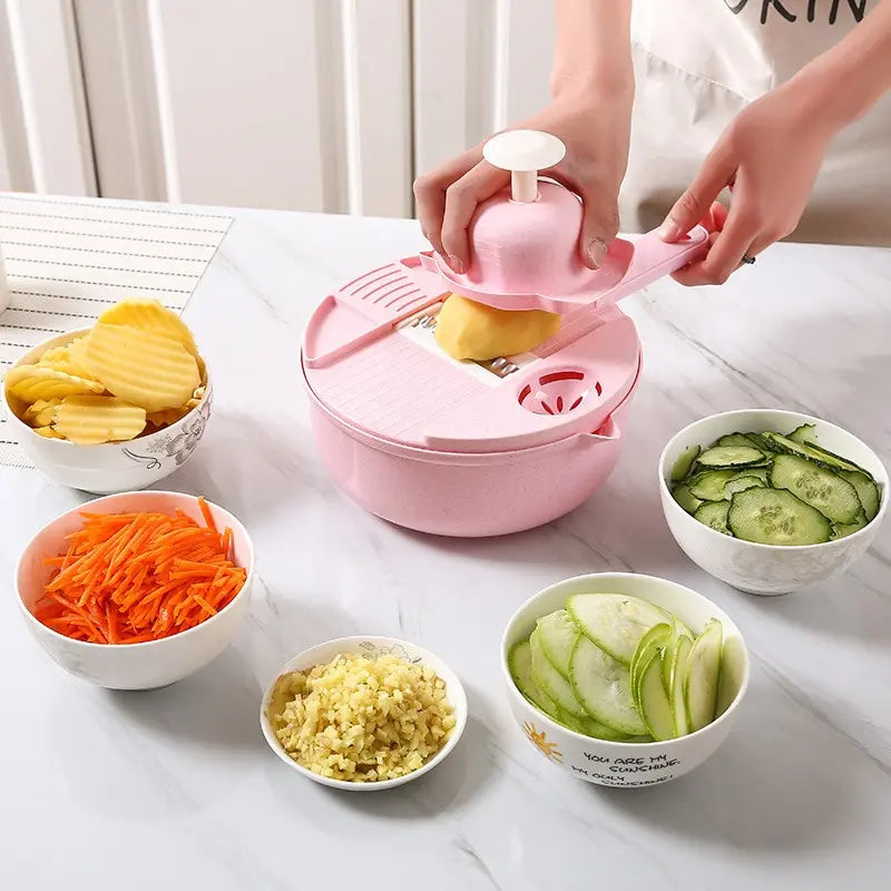 New Kitchen Multi-functional Nine-in-one Vegetable Cutter 12-piece Grater Potato Radish Shredder Vegetable Cutter Salad Utensils