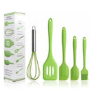 Conjunto de utensílios de cozinha antiaderente de silicone, colher de bolo, colher de cozinha, batedor de ovos, escova de óleo,