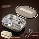 304 Stainless Steel Insulated Lunch Box with Bag Office Worker Sealed Portable Bento Box Set Student Kids Food Storage Container