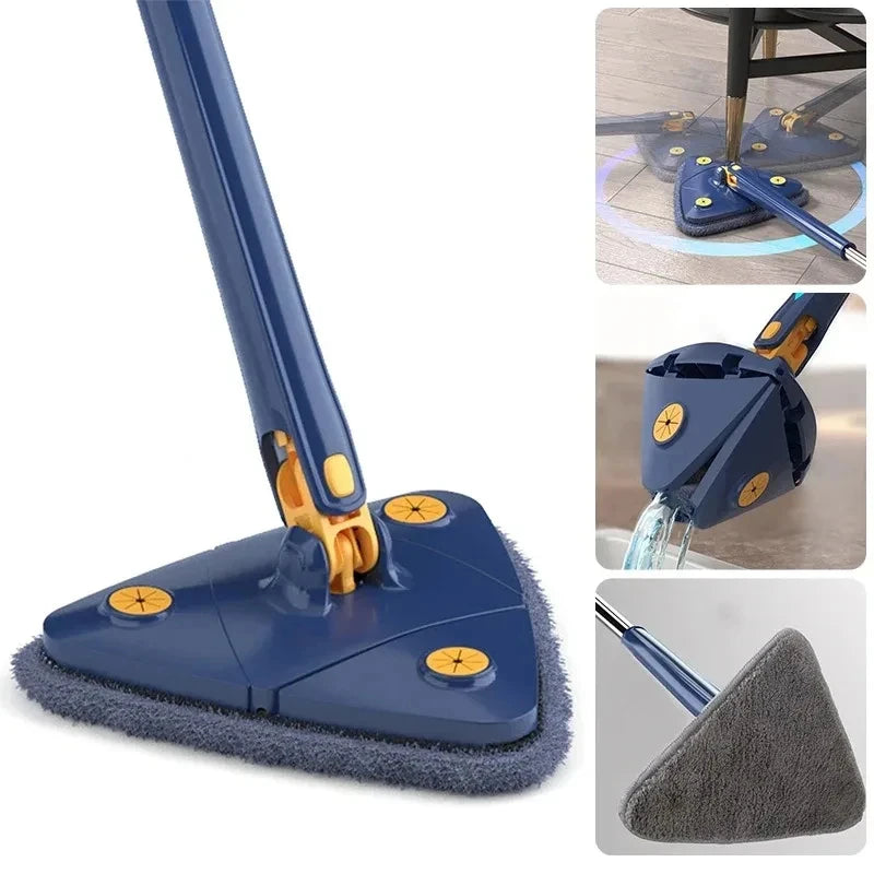 Adjustable 110cm cleaning mop New Triangle mop 360 Swivel expandable bath tile floor wall deep cleaning mop for convenience